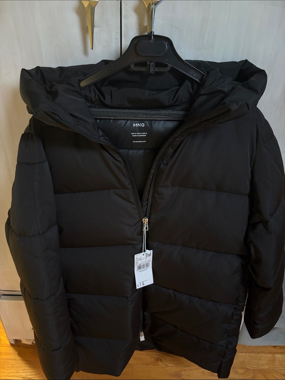 Mango Women’s Black Quilted Hooded Puffer Jacket